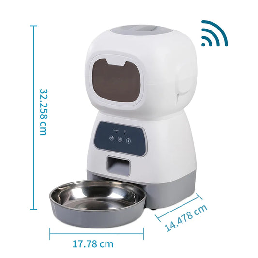 WiFi-enabled 3.5L Smart Pet Feeder with Voice Recorder