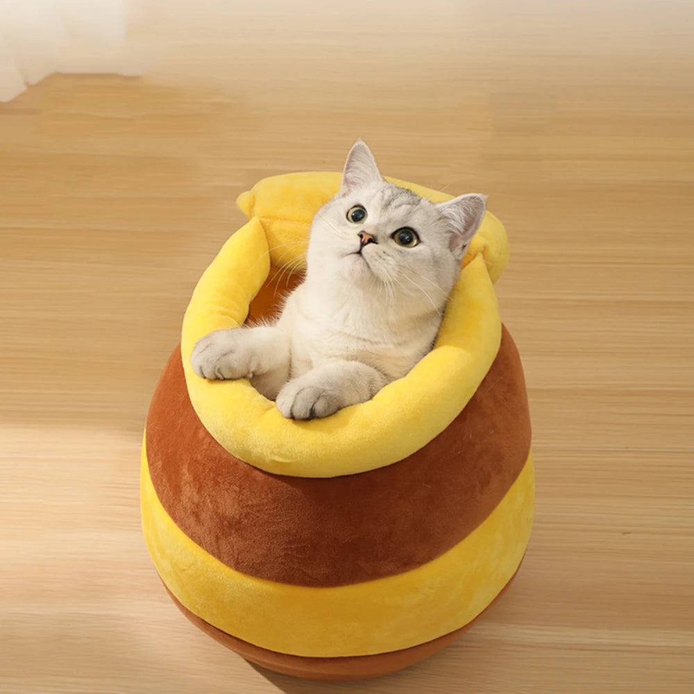 Honey Jar Shape Plush Cat Bed