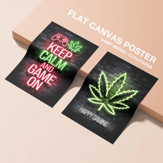 Motivierende Leinwand-Wandposter mit Neoneffekt