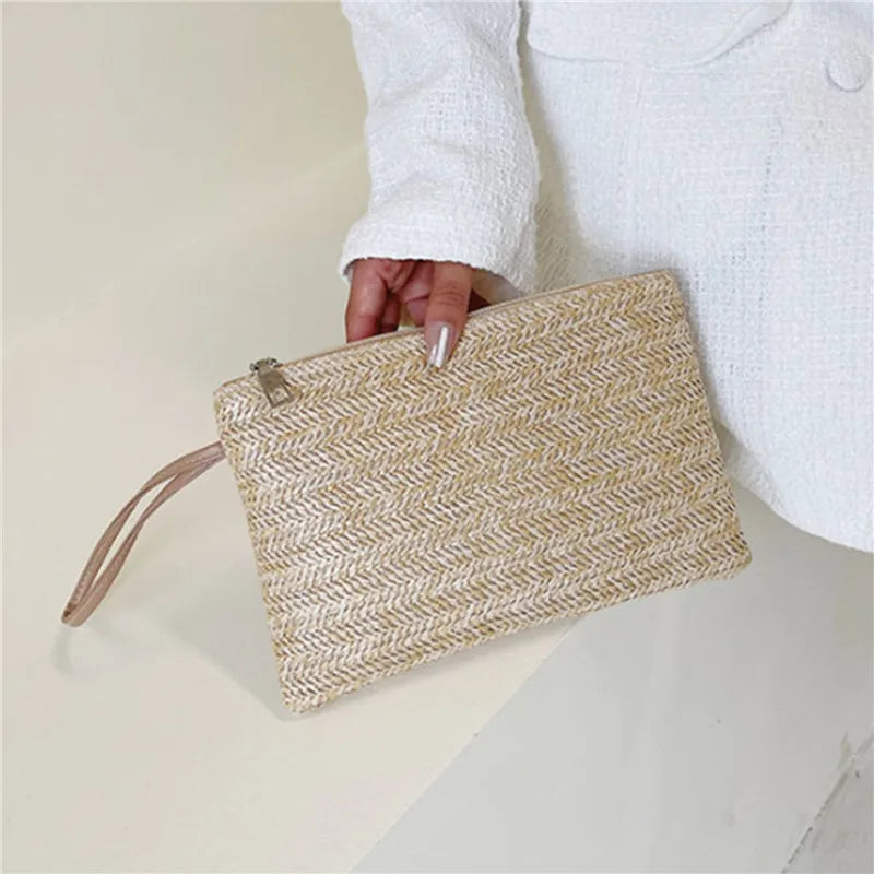 straw clutch, women's clutch purse