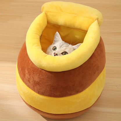 Honey Jar Shape Plush Cat Bed