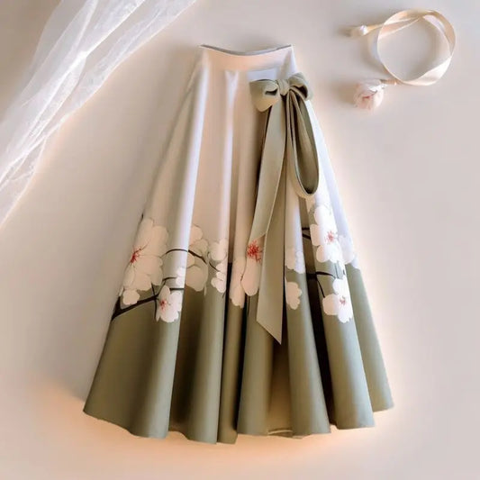 Bedruckter, lockerer, mittellanger Rock