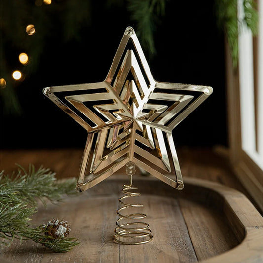 Glittered Gold Star Metal Christmas Tree Topper