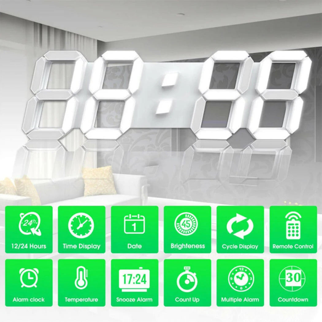 3D LED Digital Wall Clock
