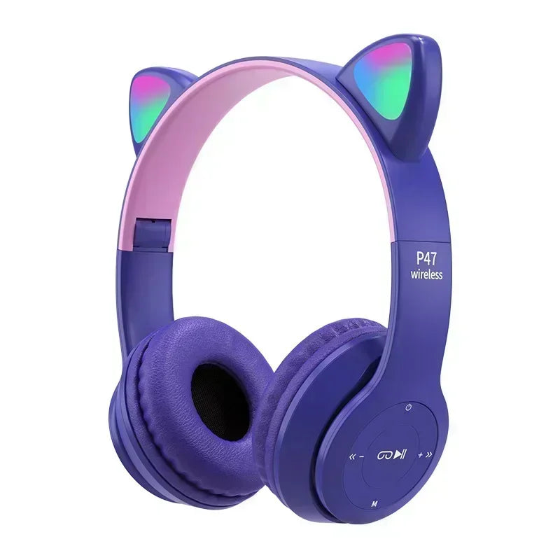 Waterproof LED Wireless Bluetooth Cat Shape Headphones