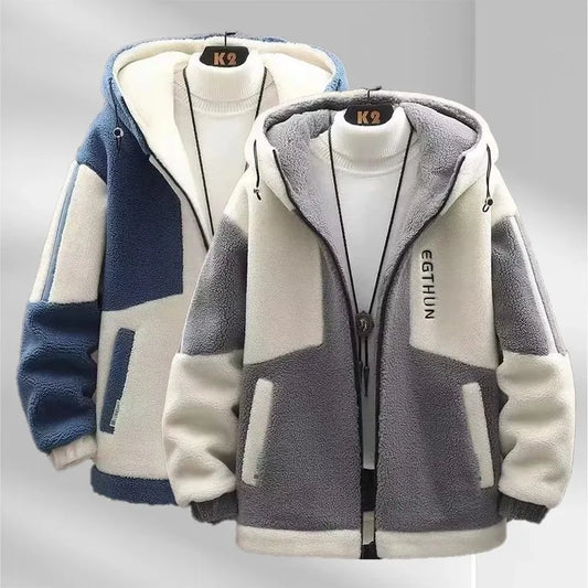 Korean Men's Winter Jackets - Cardigan Fleece Thick Warm Padded Jumpers