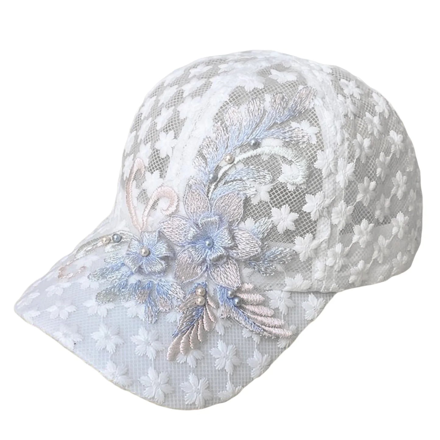 Embroidered Floral Mesh SunScreen Baseball Cap