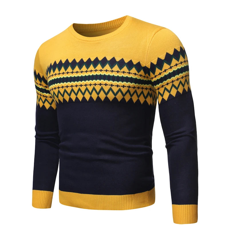 New Trendy Striped Thick Knitwear Sweater