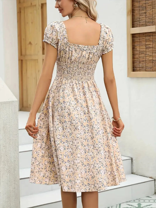 Robe longue bohème florale à volants