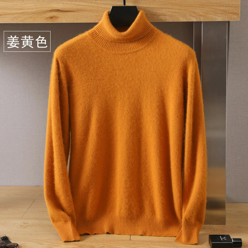 Pull ample à col roulé en tricot pour hommes