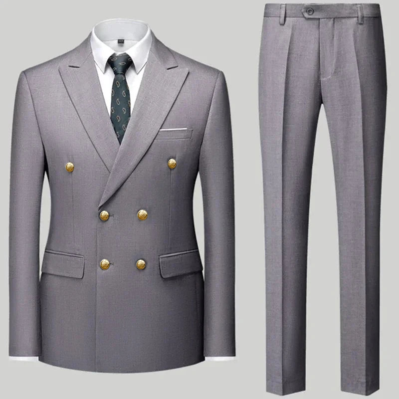 Men Classical Korean Style 2 Pcs Suit Set
