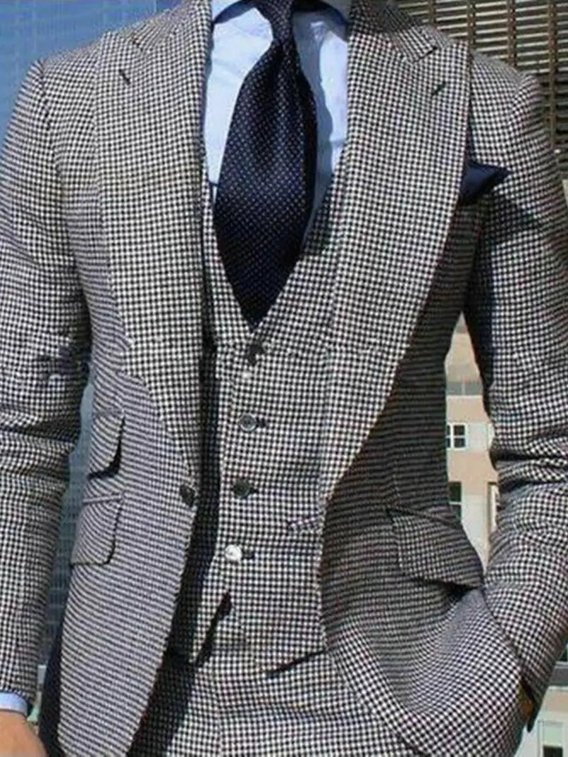 Blazer formel coupe slim à simple boutonnage et motif pied-de-poule pour homme