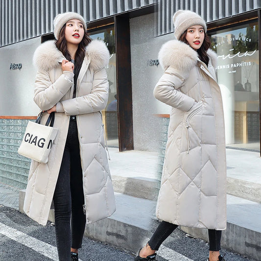 Parka d'hiver longue en duvet de coton pour femme