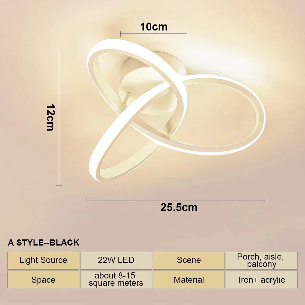 Plafonnier LED carré et double anneau