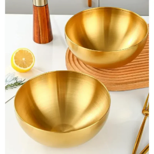 Korean Style Golden Stainless Steel Large Fruit Salad Bowl
