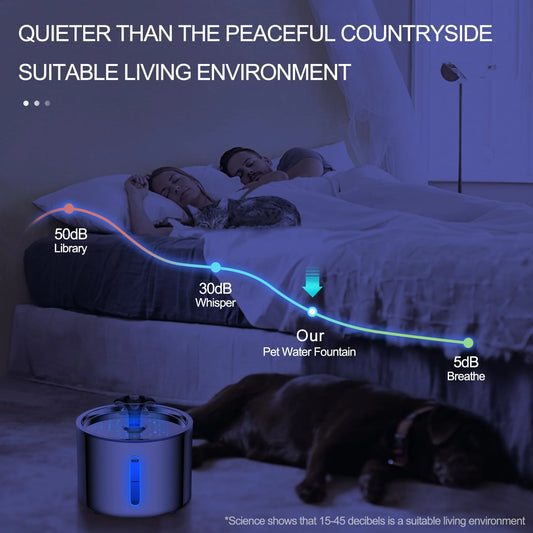 Stainless Steel LED Light Automatic Cat Water Fountain