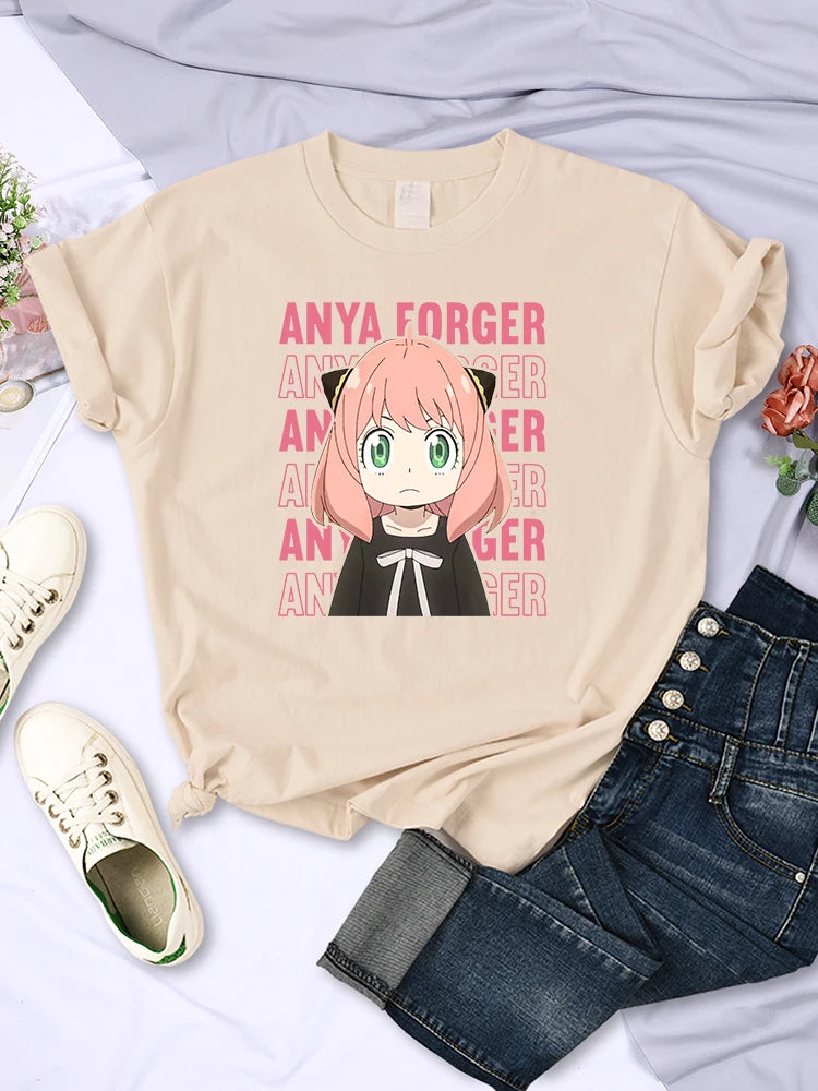 Dolce Banana Anime bedrucktes O-Ausschnitt-Damenoberteil