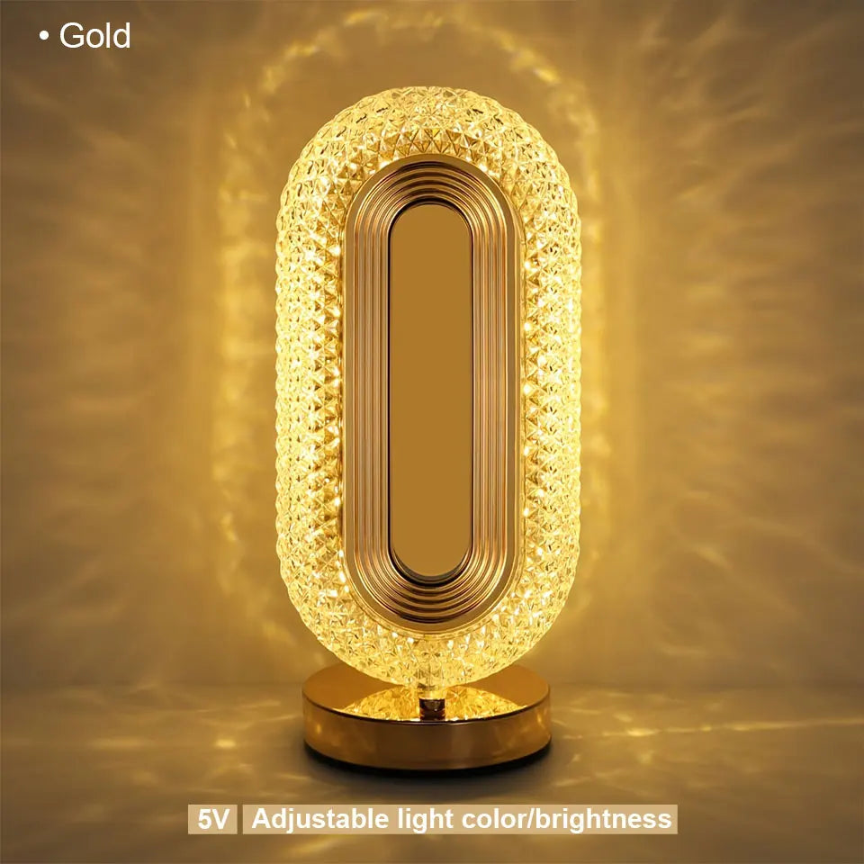 Lampe de table rechargeable USB en cristal