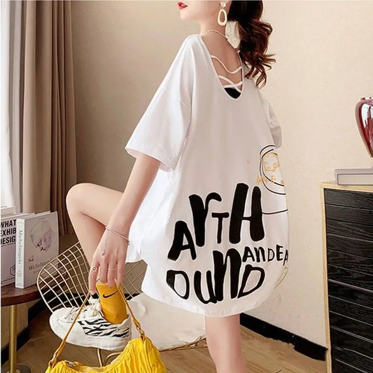 Sweat-shirt streetwear dos nu à col en V pour l'été