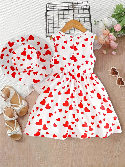Toddler Girls' Love Heart Print Sleeveless Dress