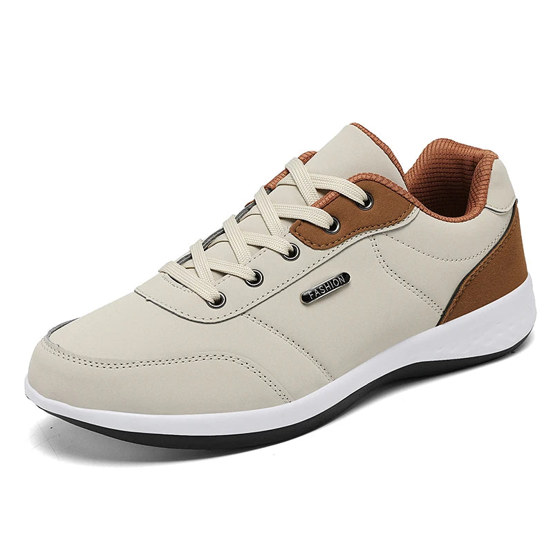 Men's PU Leather Non-slip Lace-Up Sneaker