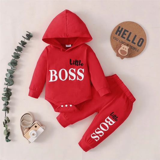 Long Sleeve Hooded Tops Pants- Baby Spring Infants Outfit