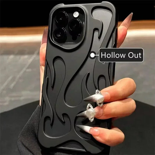 Matte 3D Hollow Flame Phone Case For iPhone