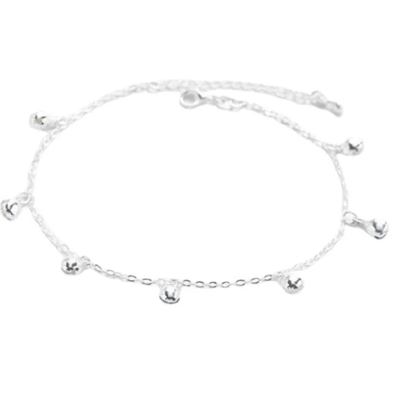 Bracelet de cheville en chaîne en métal plaqué avec pendentif cloche circulaire