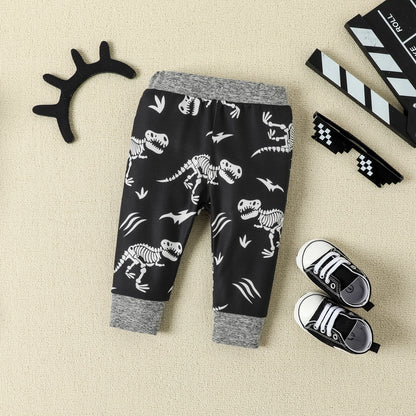 Baby Boy Printed Long Sleeve Hoodie Two-piece Set