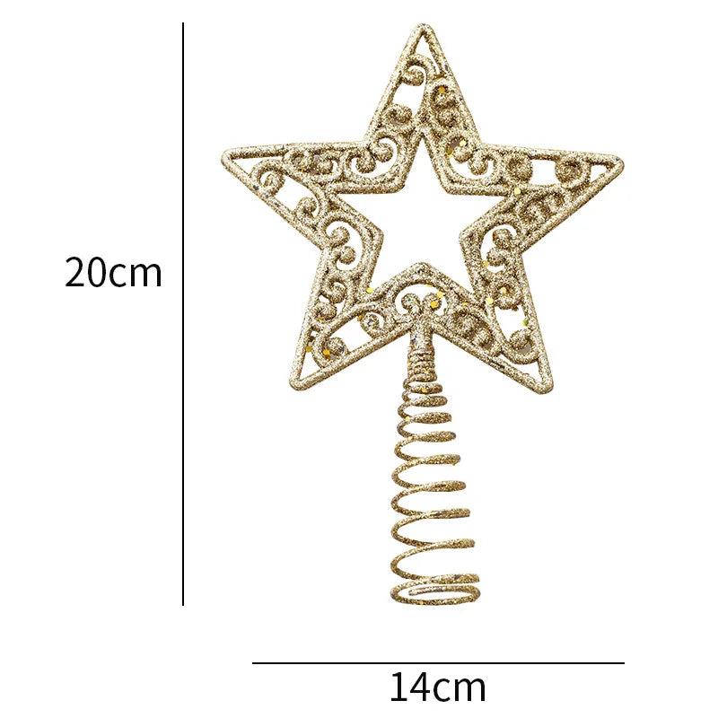 Hollowed-Out Silver Star Snowflake Christmas Tree Topper