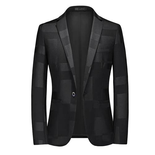 printed black blazer for men