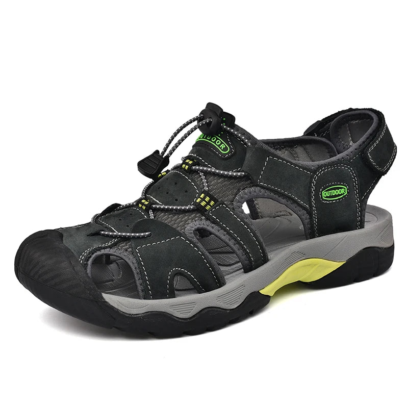 Sandales d'été en cuir à semelle épaisse pour hommes