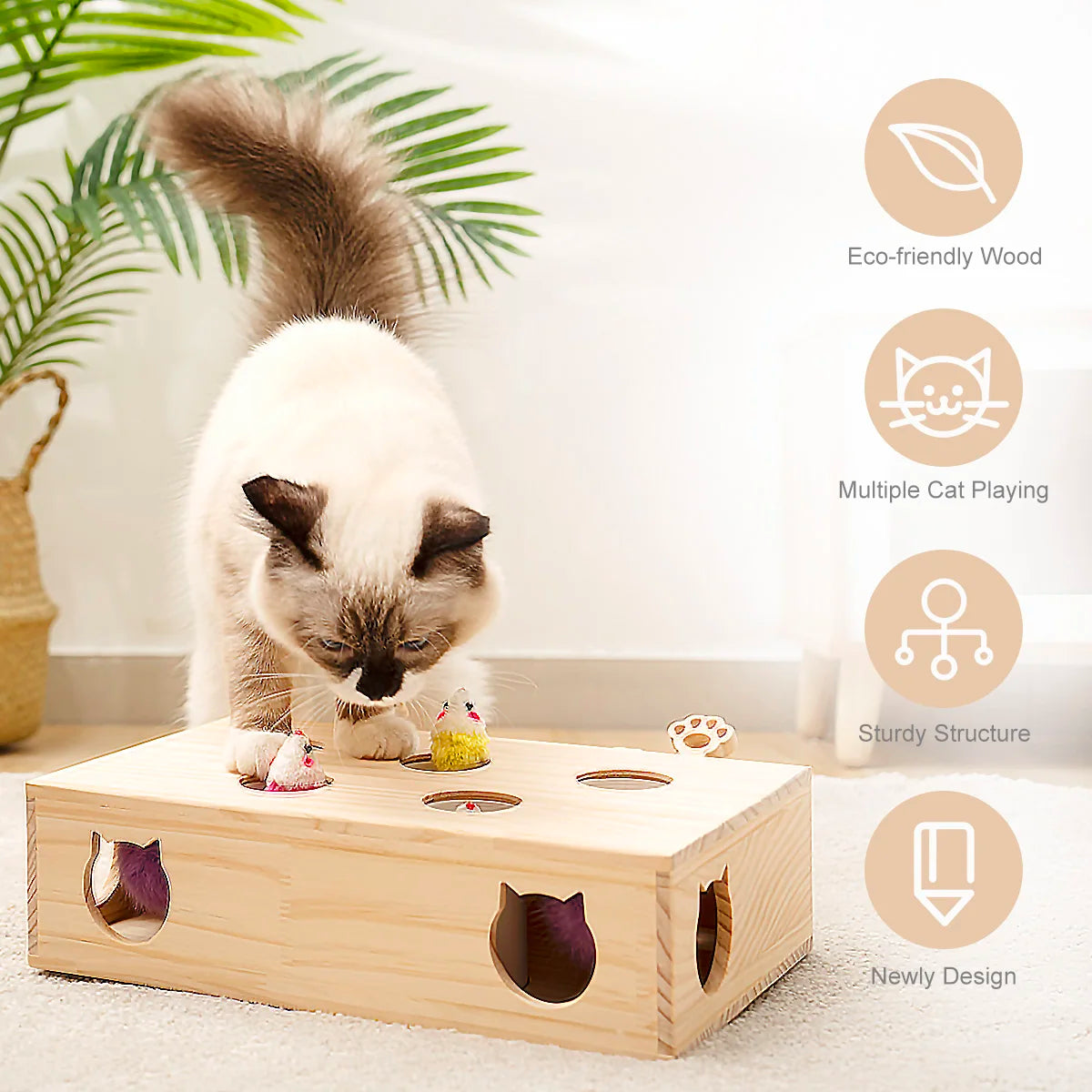 Indoor Solid Wood Cat Toys