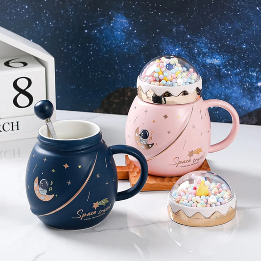 Tasses à eau en céramique pour couple, série Astronaut