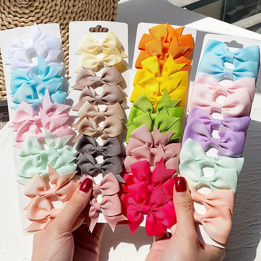 Colorful Grosgrain Ribbon Kids Hair Clips Set