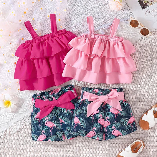 Baby Girls Clothes Set - Sleeveless Crop Top Outfit