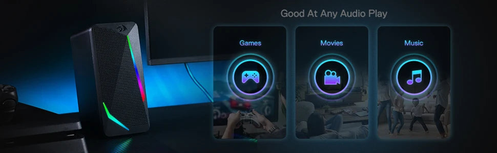 Haut-parleurs de bureau à rétroéclairage LED et modes stéréo