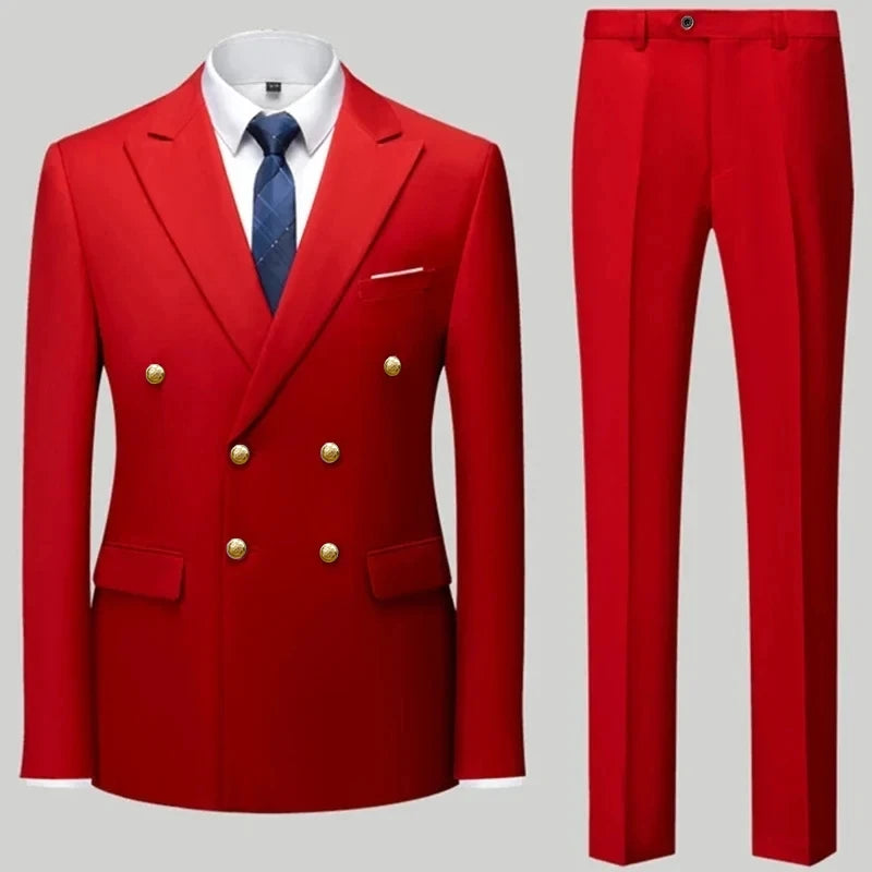 mens red suit set