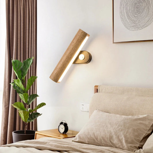 Applique murale LED rotative en bois nordique