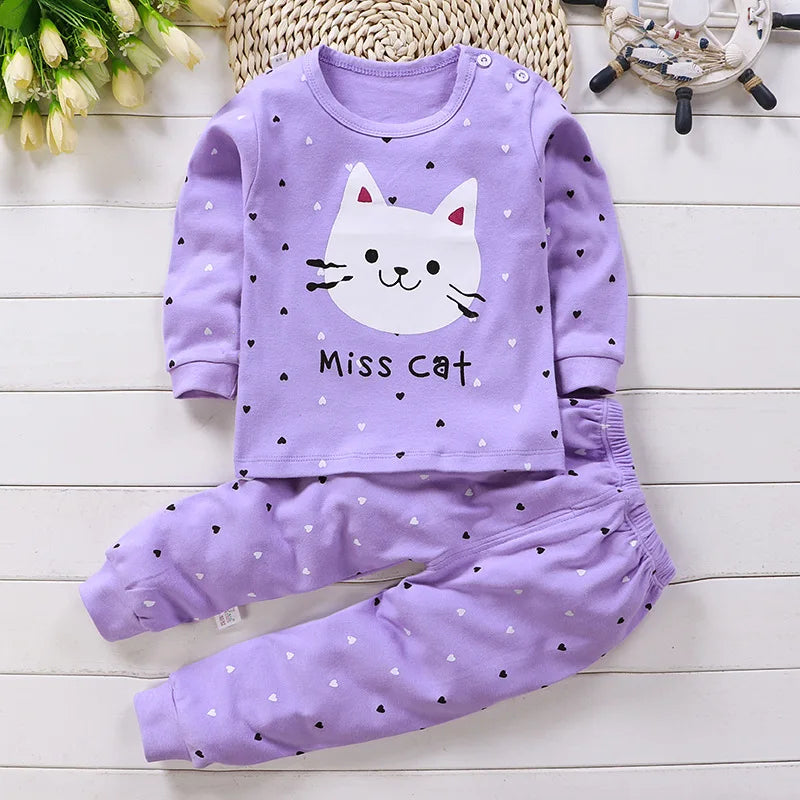 Kid's O-Neck cartoon casual Cotton Cloth set