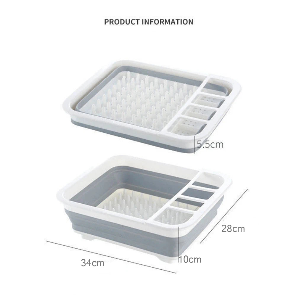 Foldable Plastic Dish Rack for Kitchen Storage