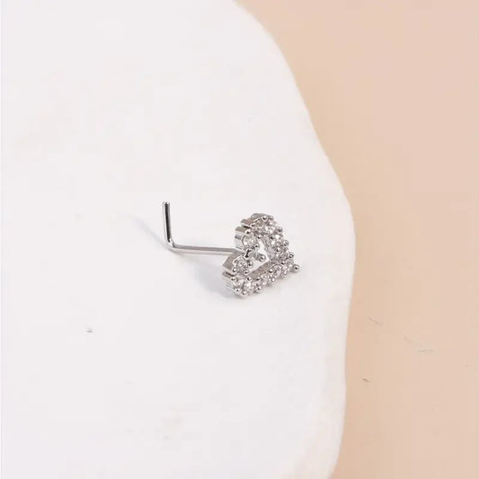 Love Heart -Shaped Nose Studs