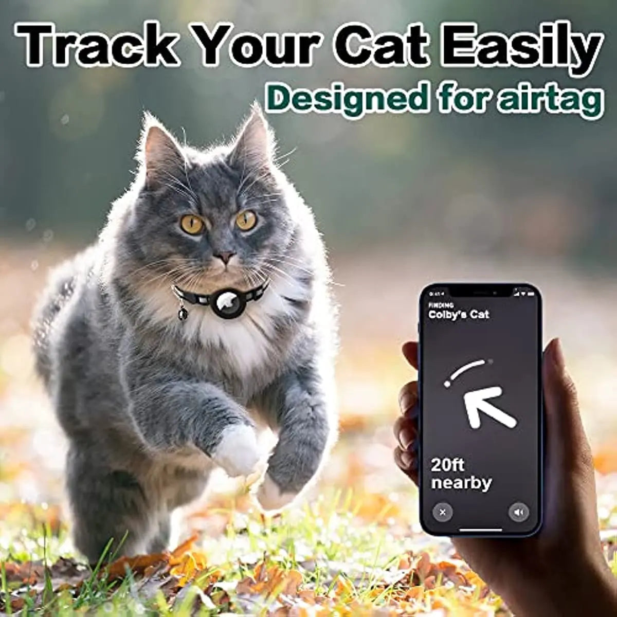 Reflective Breakaway Cat Collar with Airtag Holder