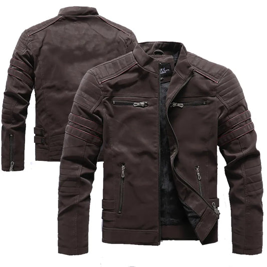 Warm Multi-pocket Leather Zipper Jackets