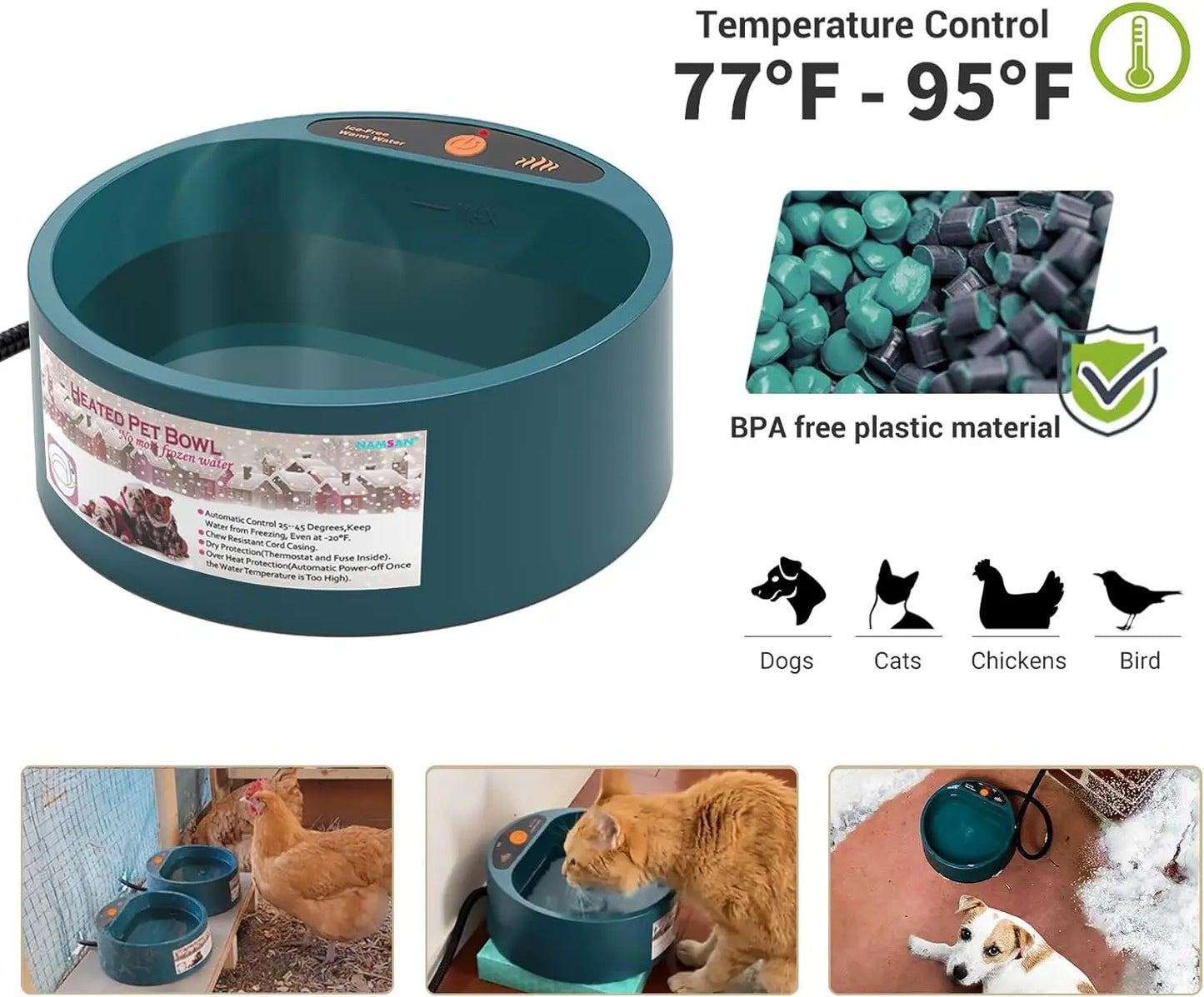 Intellectual Temperature-Controlled Heated Pet Bowl