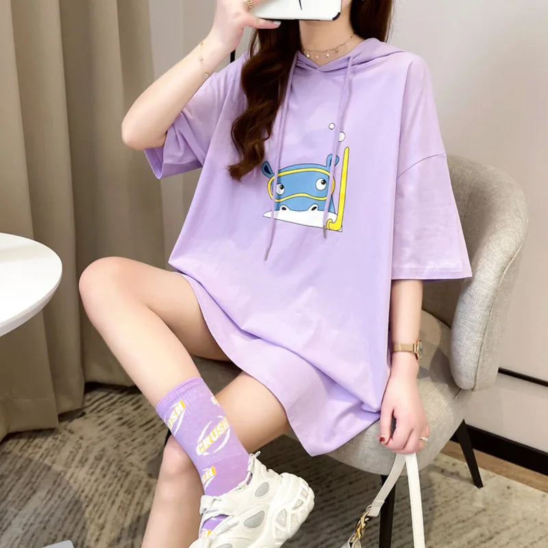 Black & Purple Cartoon Hooded Sweatshirts