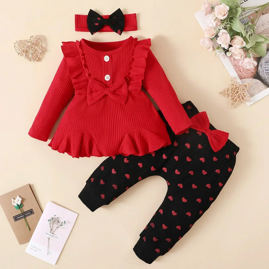 Toddler Bowknot Outfit - Newborn Baby Girl Clothes
