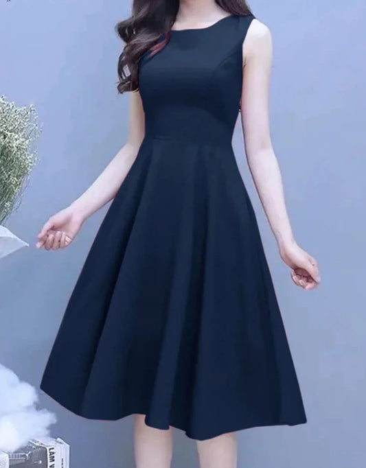 Robe midi trapèze sans manches pour fête d'été