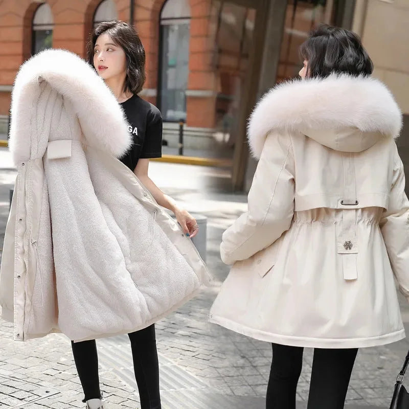 Korean Style Hooded Fleece Coat