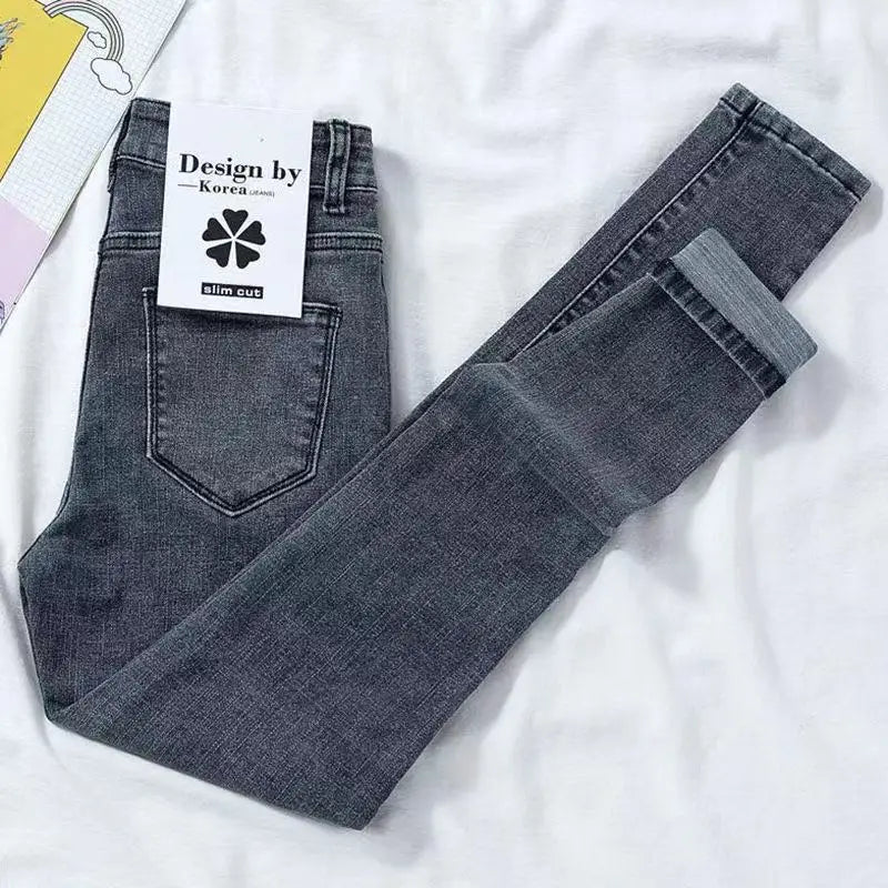 Women's High Waist Elastic Pencil Jeans